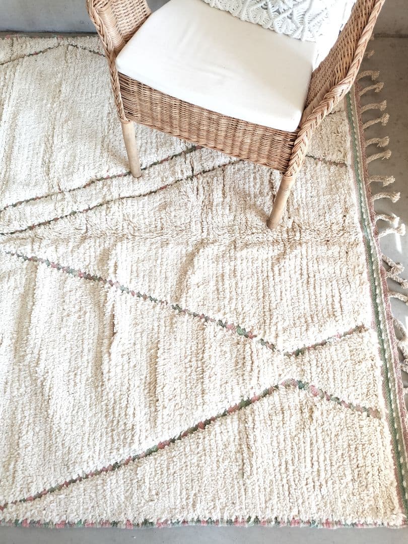 大判/新品/モダンな不規則ラインのベニワレン　モロッコ No.747