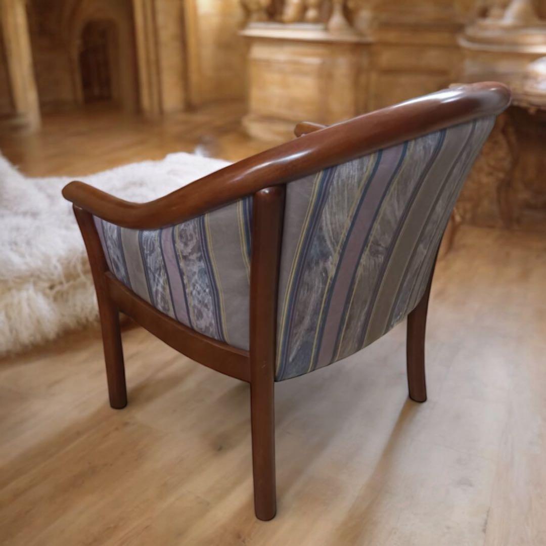 北欧レトロ モダン 木製 椅子 アームチェア ラウンジチェア ファブリック 高級