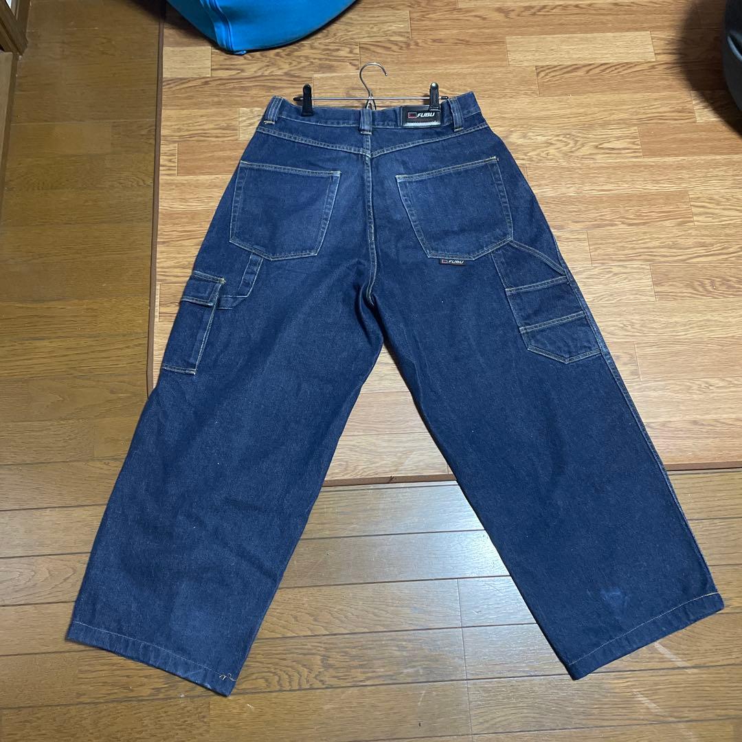 FUBU フブ　 激レア❗️ワイドカーゴパンツ　ウエスト36 激太ジーンズ　デニム