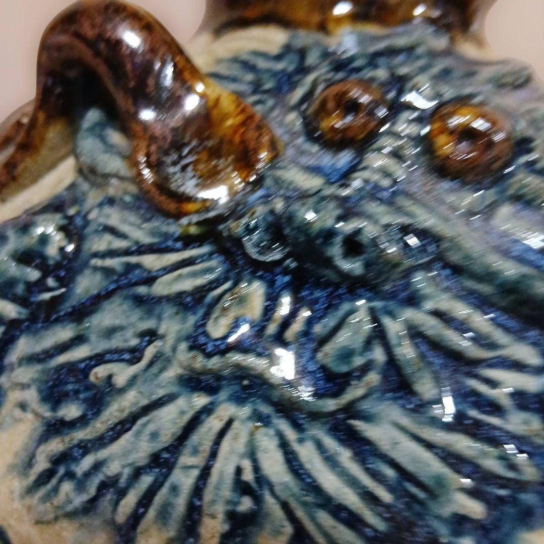 やちむん、レトロヴィンテージ、古い琉球龍坪、珍品、迫力あり