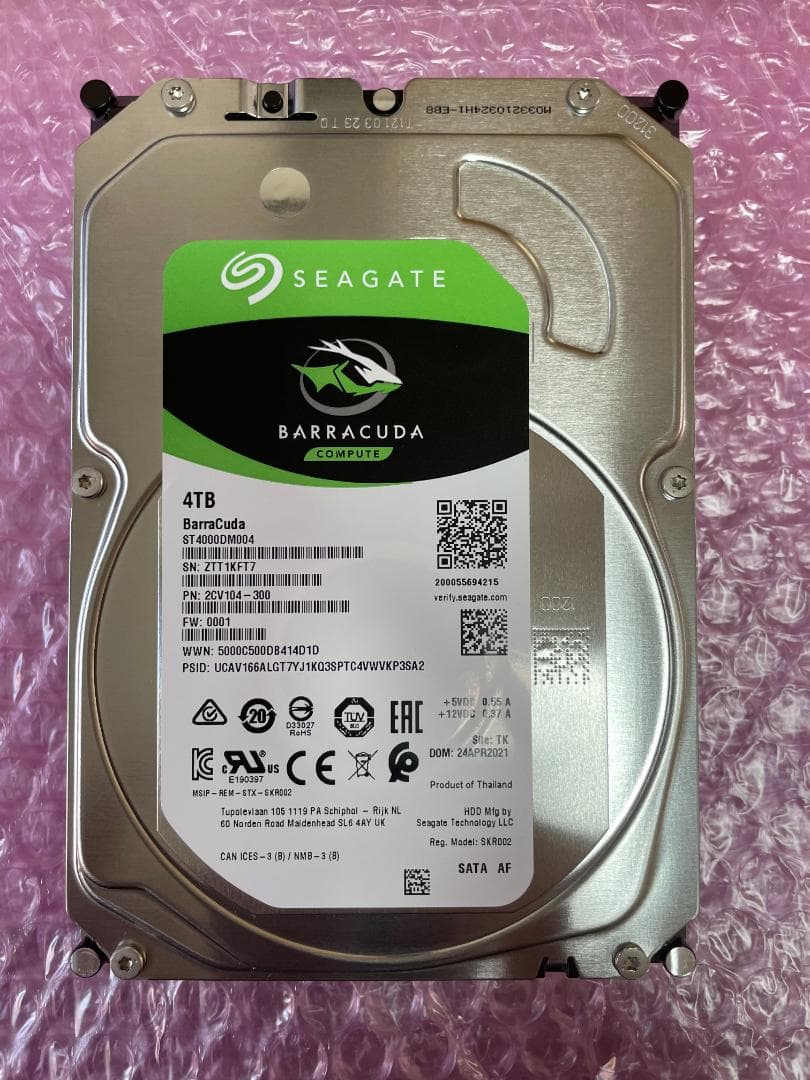 HDD 4TB ほぼ新品 3.5インチ 内蔵型 seagate製 動作保証