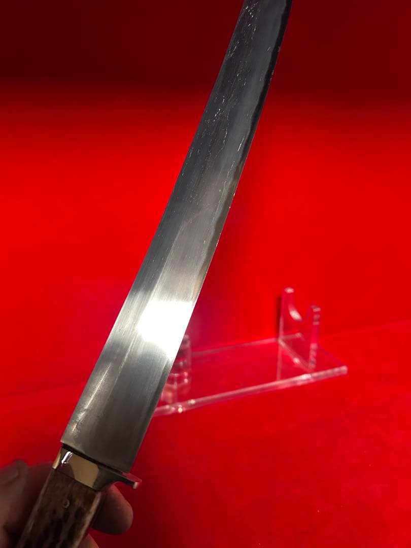 01580 鉈　剣鉈　先丸型　片刃　刃文綺麗　切味抜群　玉鋼　甲伏鍛　未使用品