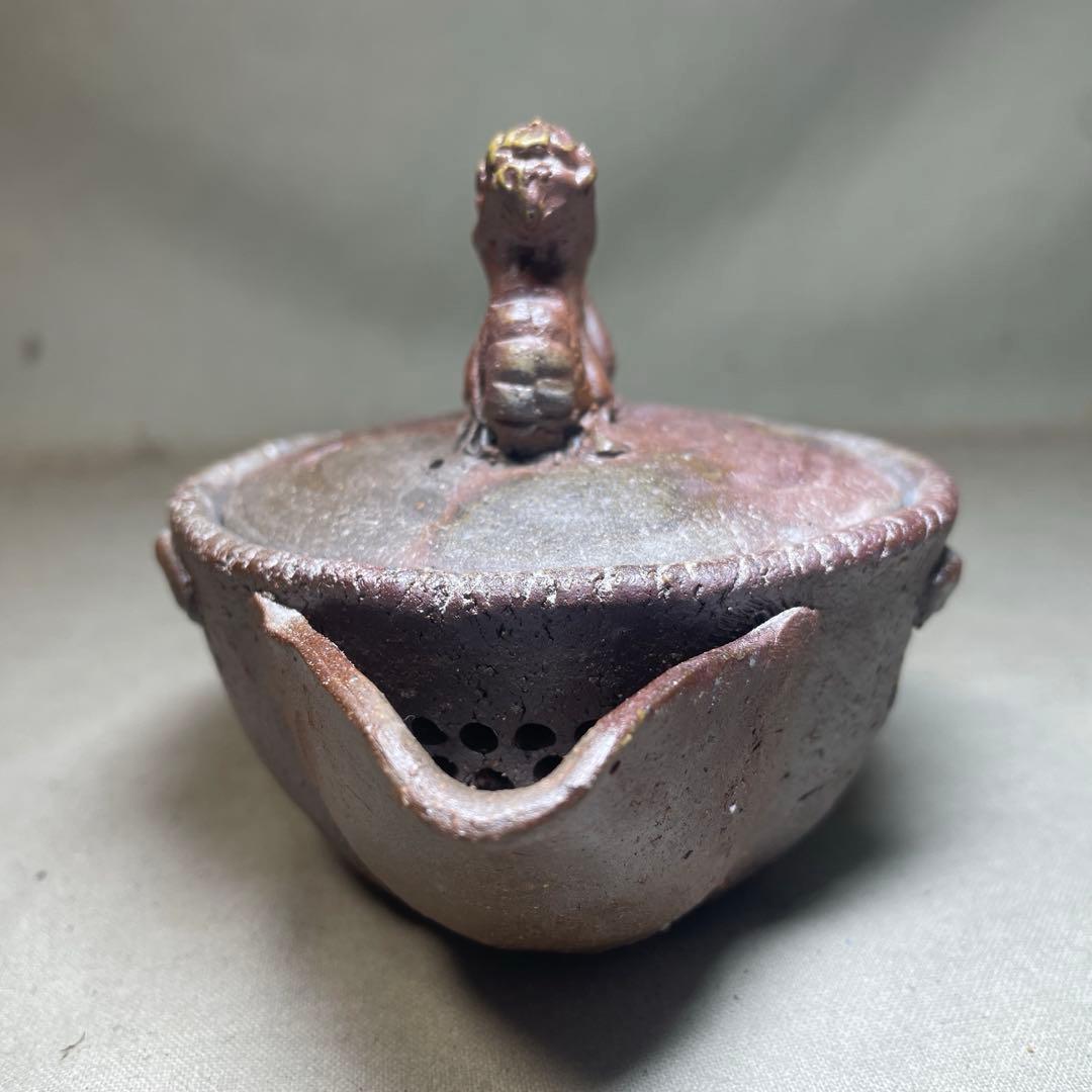 備前焼　備前手造り龍宝瓶　獅子宝瓶 在銘 ２点セット 煎茶器 急須 煎茶道具