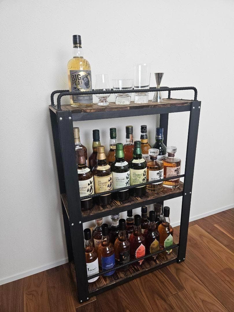 ウィスキーラック　男前インテリア　棚　インダストリアル　収納　お酒　多肉 115
