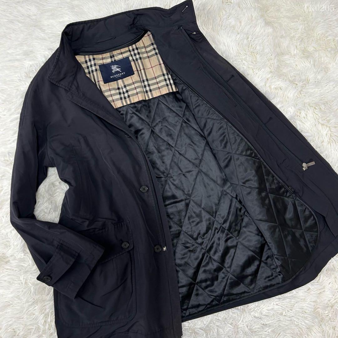 【美品/M】バーバリーロンドン ステンカラーコート アウター 黒 ライナー付