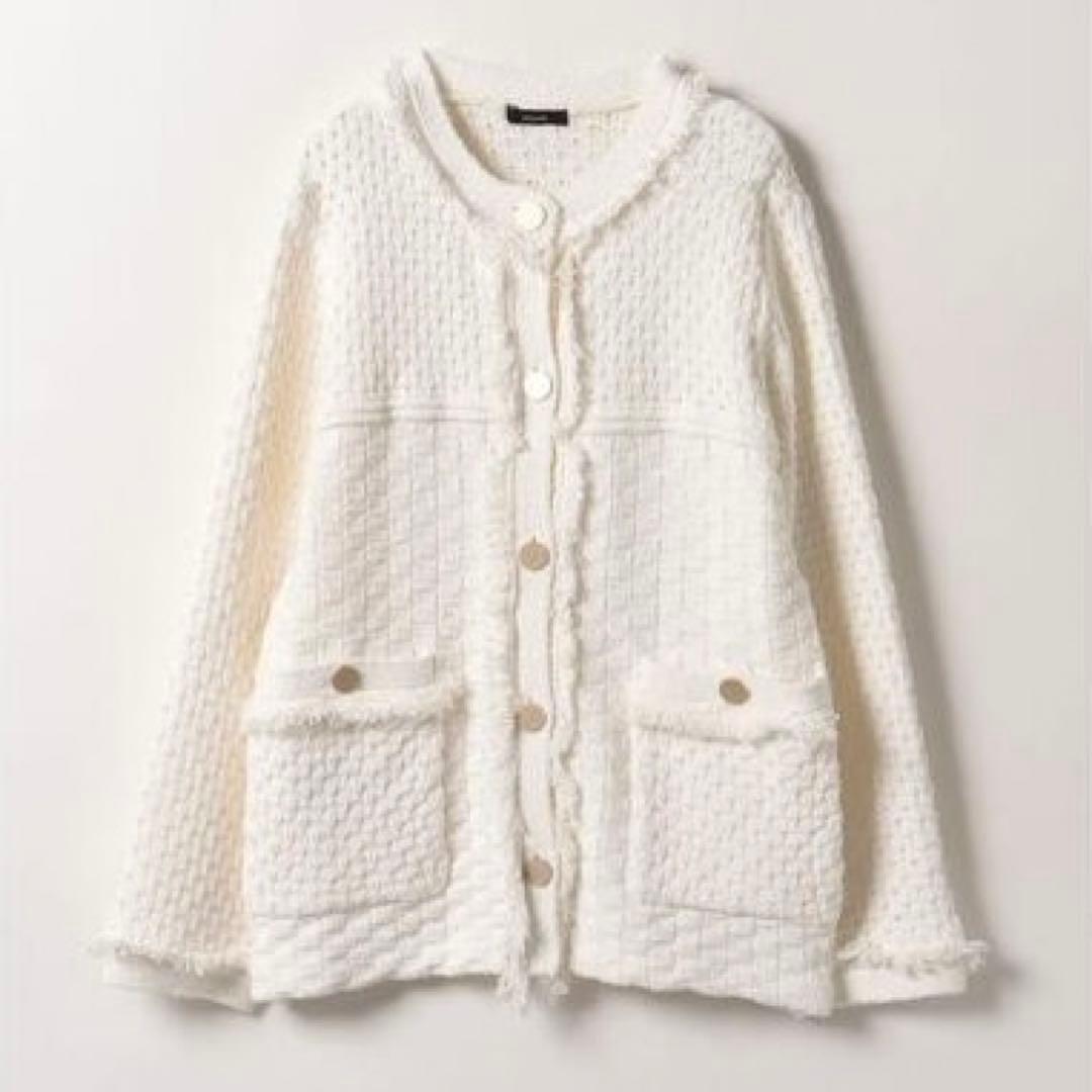 allureville アルアバイル フリゼパターンMIXカーディガン 2 金釦