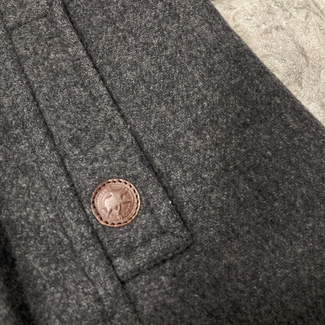 NU　HUNTING WORLD ウールコート　ロゴレザー　イタリア製