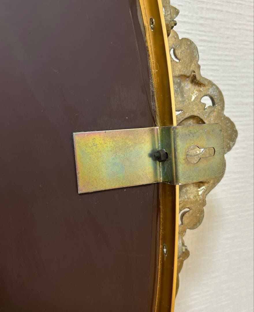 ★vintageミラー鏡アンティーク調 ウォールミラー 壁掛け 楕円大型 美容室