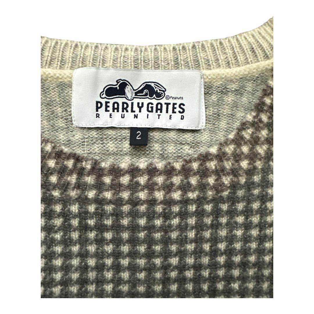 美品 パーリーゲイツ スヌーピー ニット サイズ2 千鳥柄 ウール100%