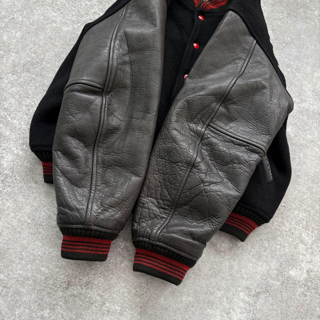 【Men's Bigi】 メンズビギ スタジャン ヴィンテージ ブラック 刺繍