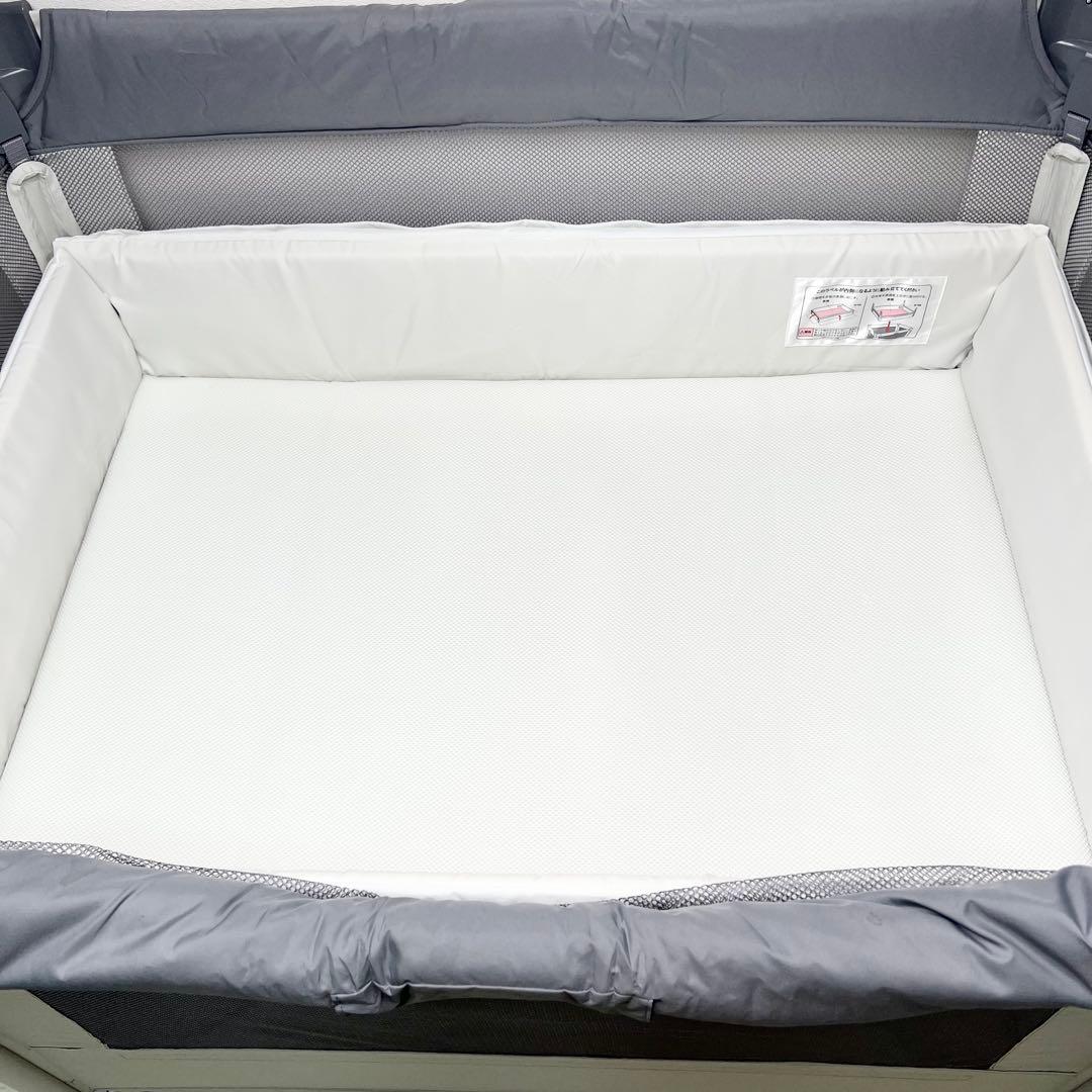 極美品 Aprica ココネルエアーAB ベビーベッド 折りたたみ グレーベア