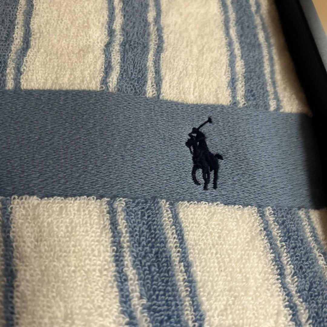 ラルフローレン　タオルケット ブルー　ストライプ