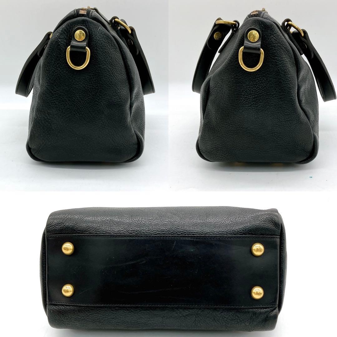 【IL BISONTE】2wayバッグ　ミニボストンバッグ　レザー　ブラック