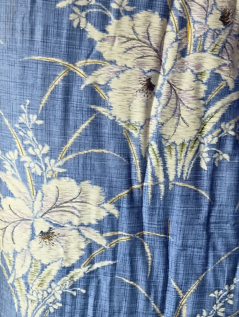 昭和　レトロ　モダン　敷き布団　花柄　青