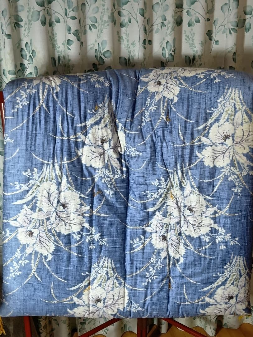 昭和　レトロ　モダン　敷き布団　花柄　青