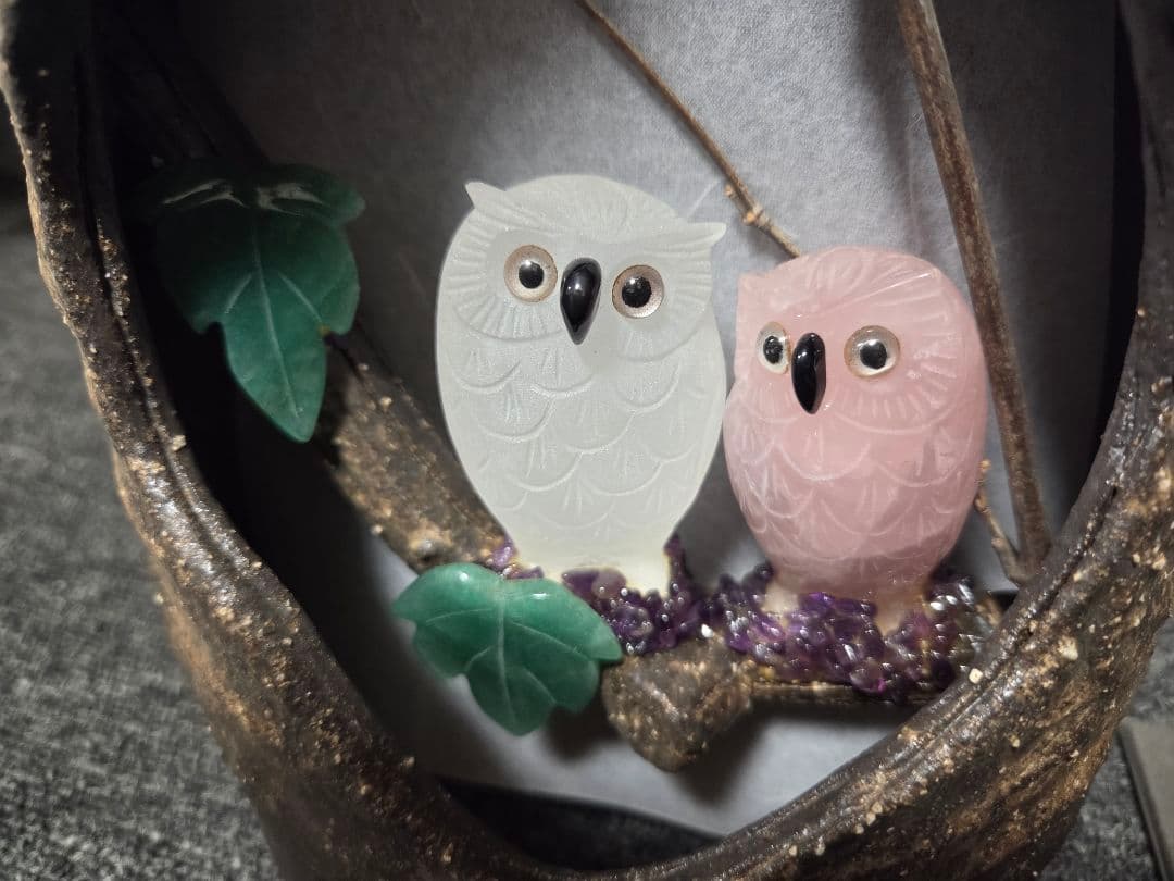 信楽焼 福ふくろう燈 山梨県水晶美術彫刻組合 伝統工芸士 河野潔 水晶