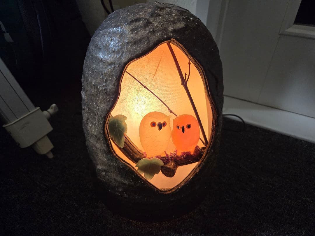 信楽焼 福ふくろう燈 山梨県水晶美術彫刻組合 伝統工芸士 河野潔 水晶