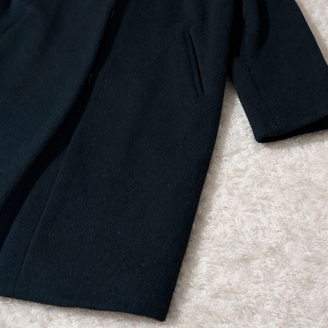 美品✨IENA ラムウール ノーカラーコート ブラック ロング レディース38