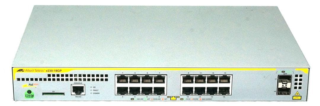 アライドテレシス x230-18GP PoE+スイッチ 防犯カメラ等に！