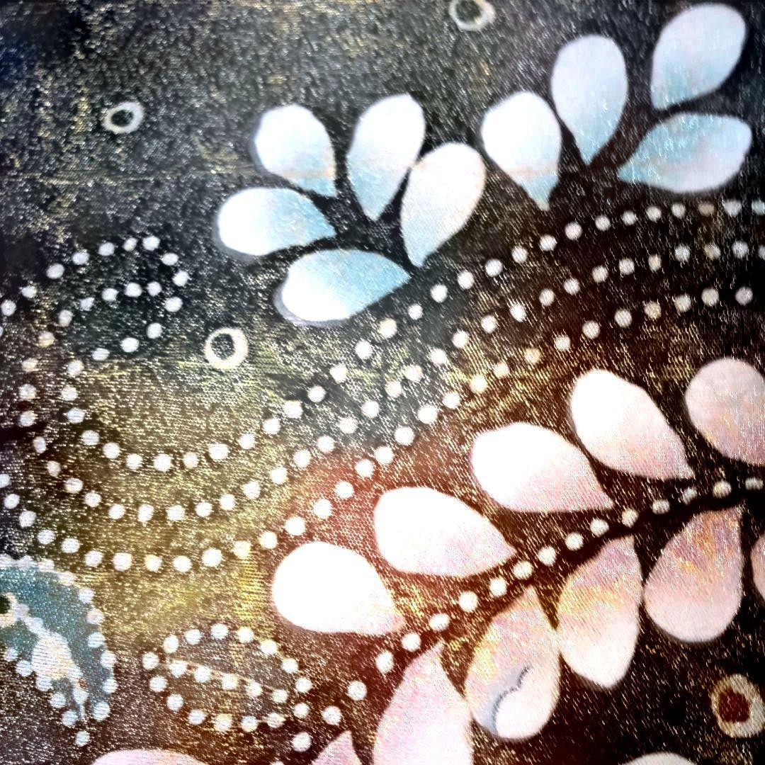 mamiです辻が花袋帯美しい金銀彩入り花柄刺繍黒と金銀地柄未使用品