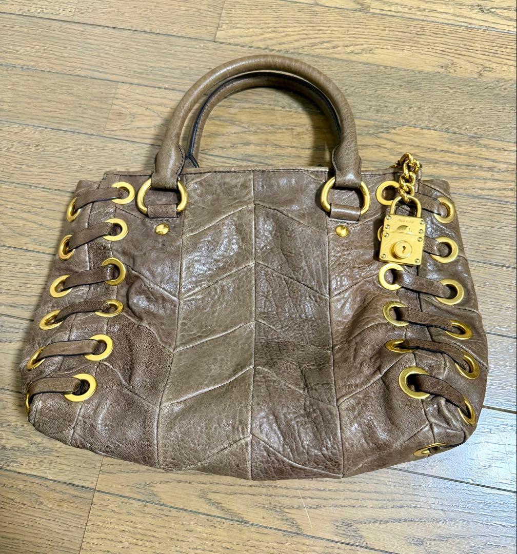 MIU MIU ブラウンレザートートバッグ美品