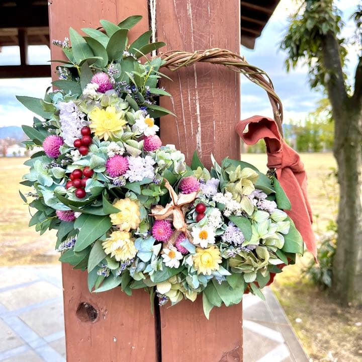 ユーカリ　紫陽花　リース