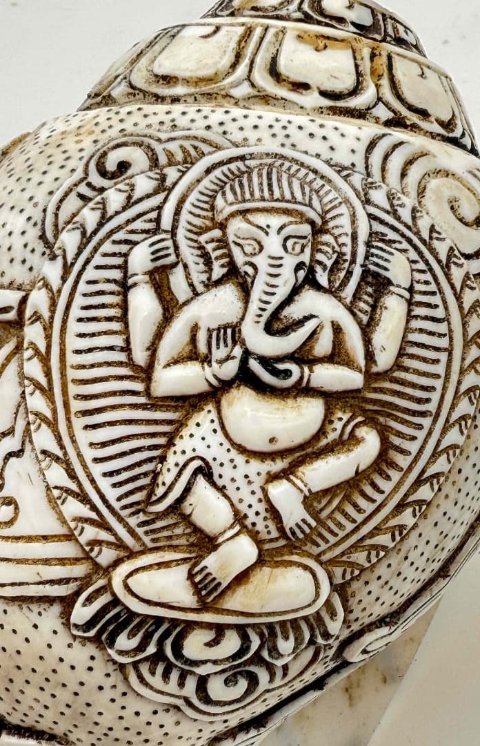 ◆チベット密教法具　法螺貝（シャンカ）ーガネーシャ-3