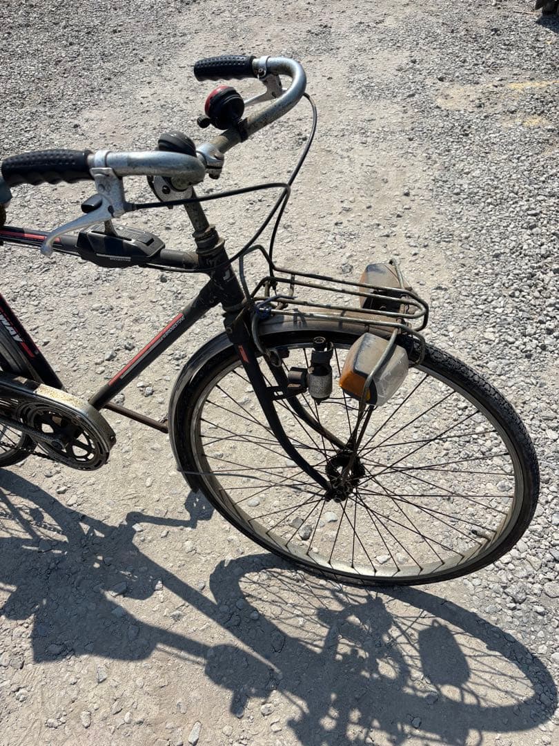 シティバイク 26インチ 黒/赤 スチールフレーム