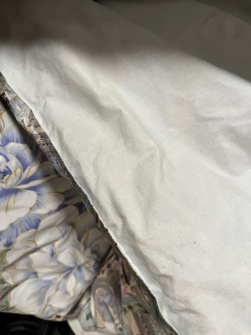 羽毛掛け布団 青系 花柄　スモールフェザー90% 1.6キロ