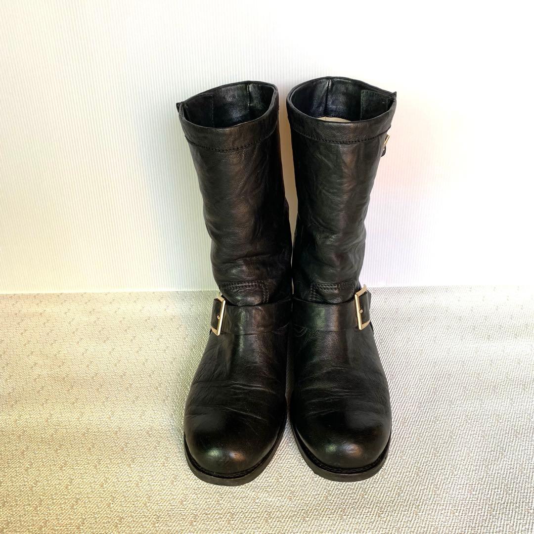 JIMMY CHOO イタリア製 ロゴプレート付 エンジニアブーツ37 1/2