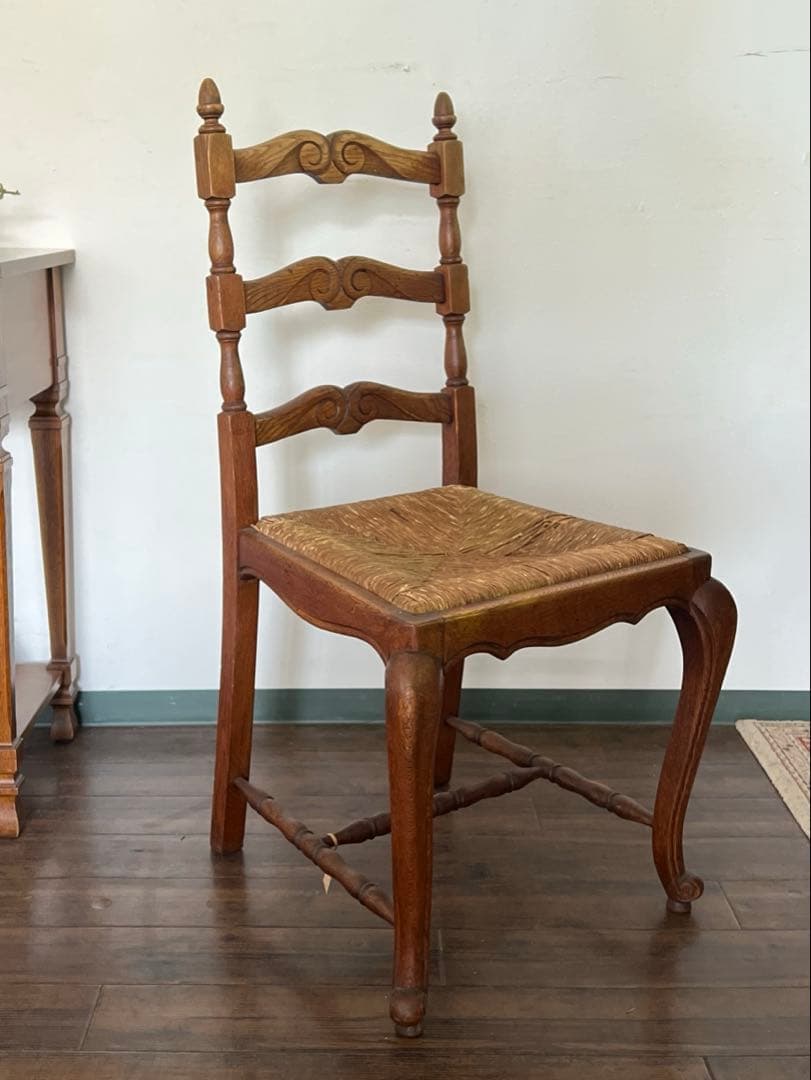 k194r124 フレンチアンティーク ラッシュシート ダイニングチェア 1脚