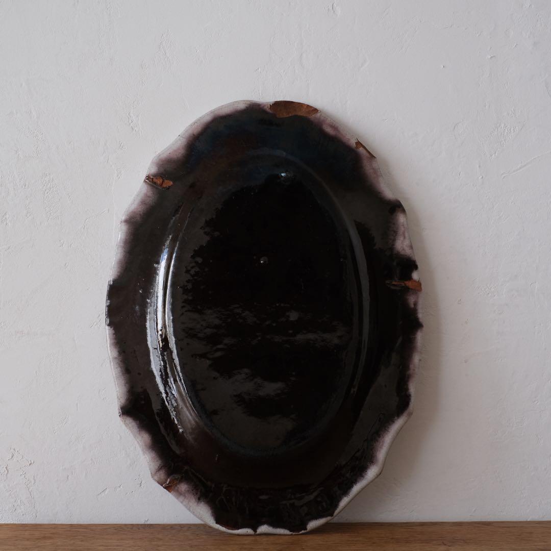 キュノワール　花リムオーバルプレート　フランスアンティーク