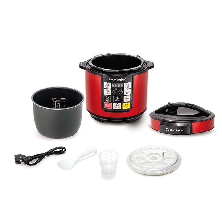 新品 ショップジャパン レシピ付き 電気圧力鍋 クッキングプロ CKP01RED