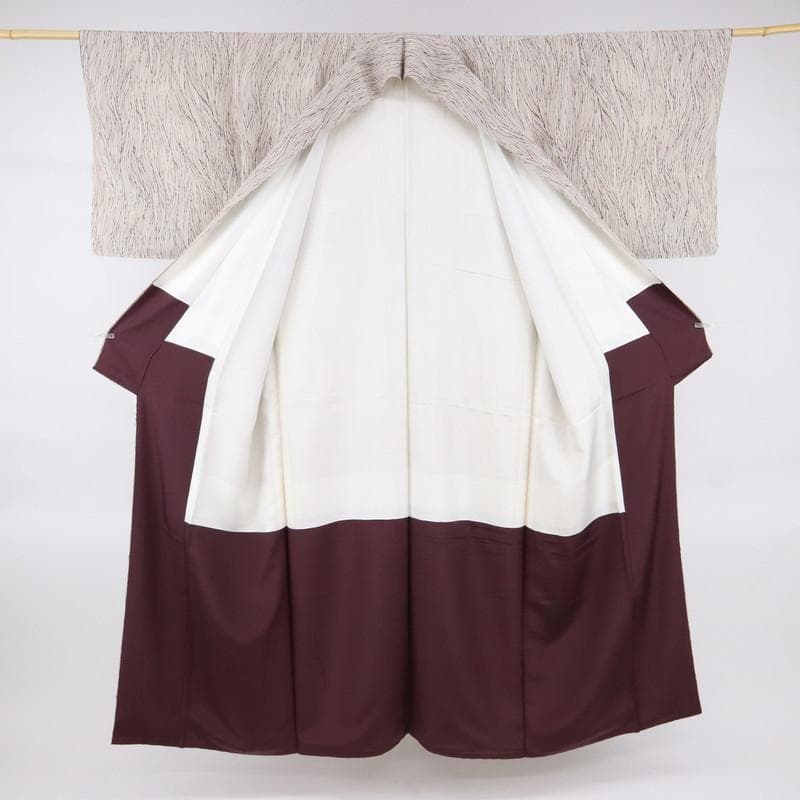 《タイガー★長尺■中形堰出し小紋■細やかフランス縞淡いベージュKY1-6》