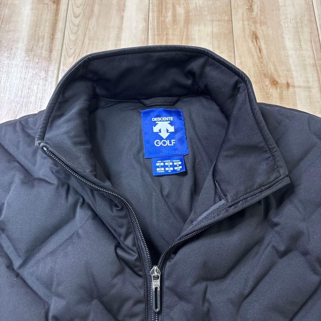 デサントゴルフ ダウンジャケット 袖ロゴ　黒　ブラック　フリース　Lサイズ