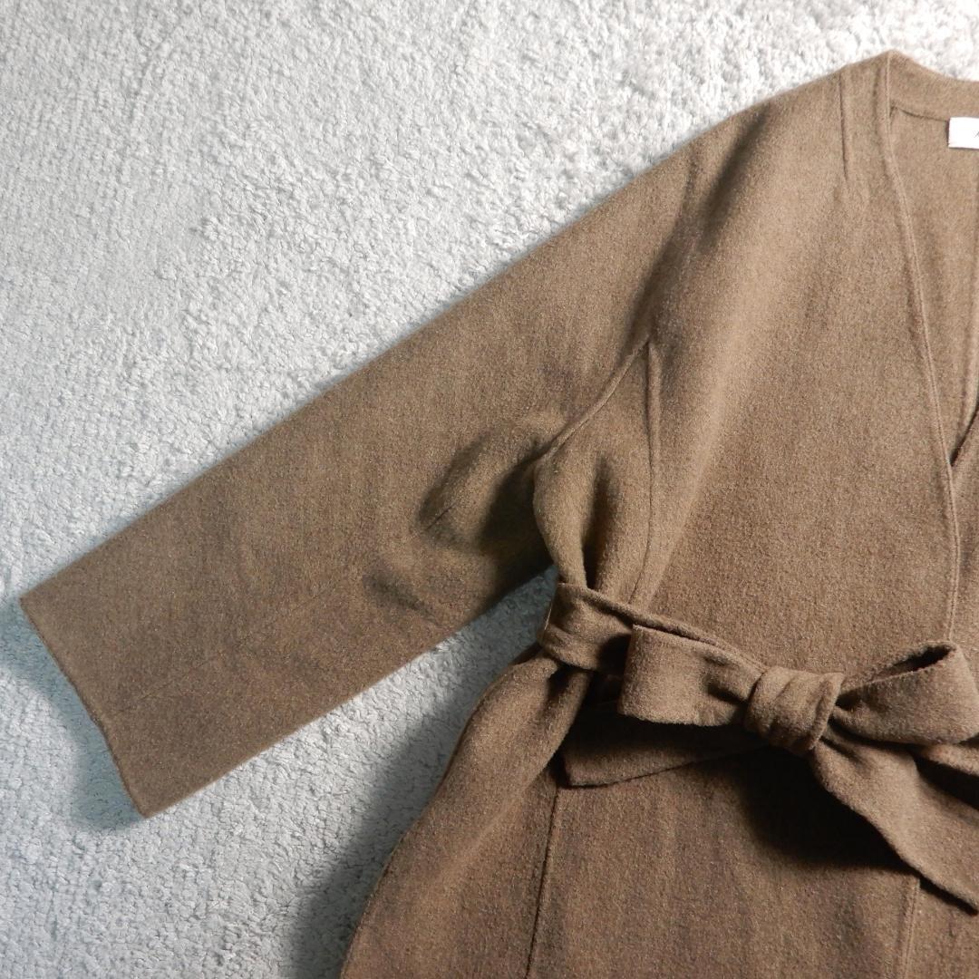 ミラオーウェン ウールブレンド ウエストリボン リバー コート F