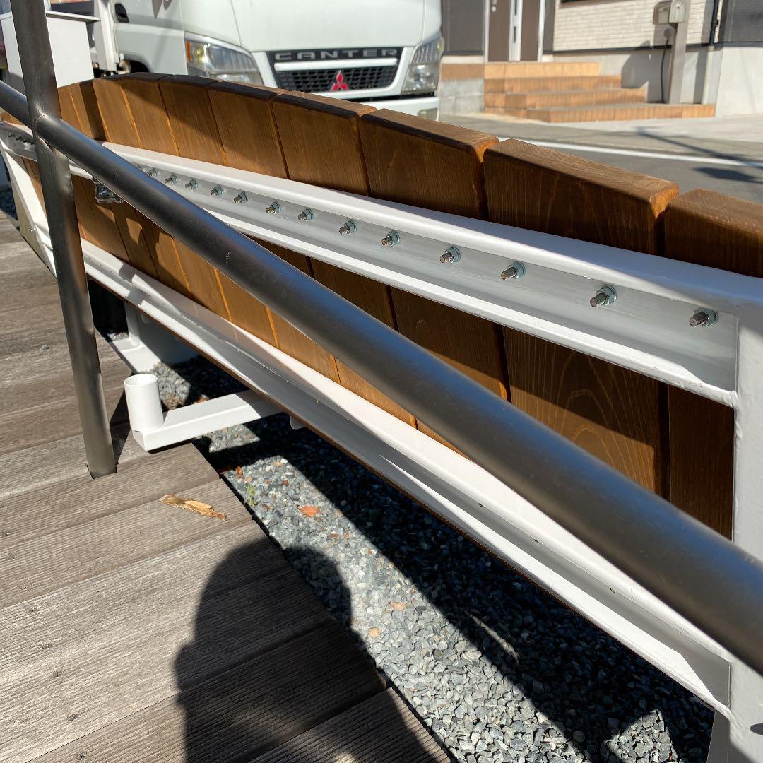 ハンドメイド　ガレージ　ベンチ　鉄骨ベース　檜　桧　ヒノキ　特注可能　高耐久