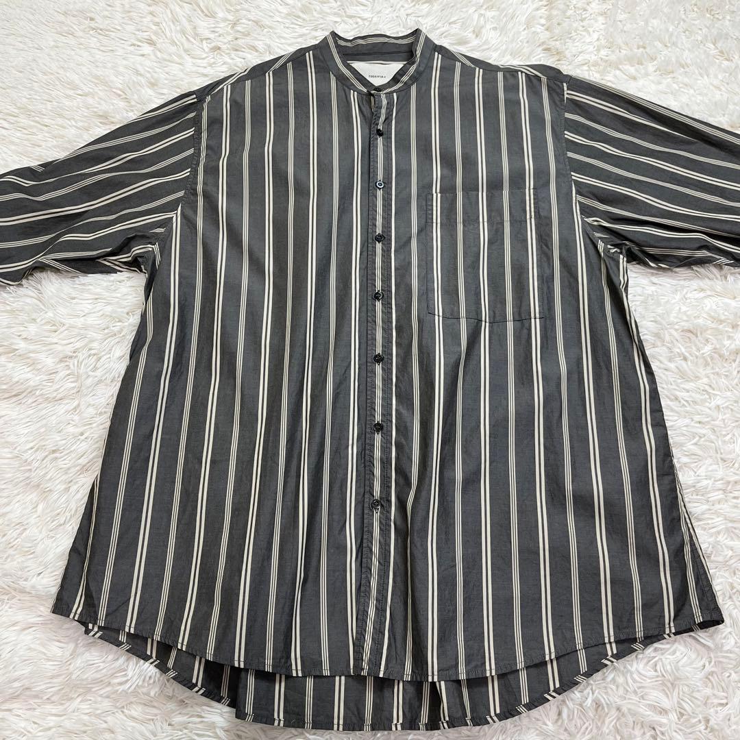 todayful ストライプオーバーシャツ チャコールグレー
