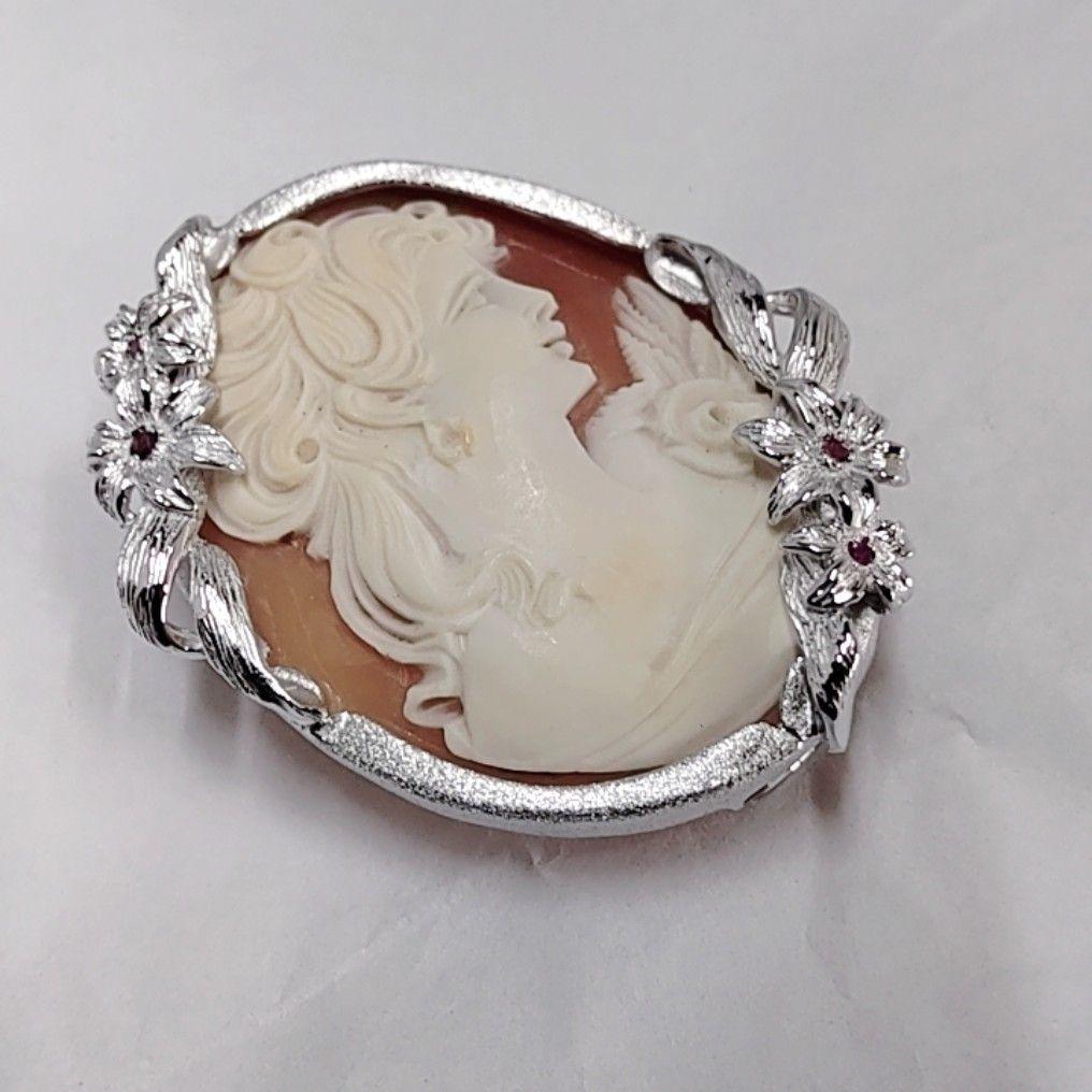 オ*ー様 ＳＶ９２５ シェルカメオ ピンクトルマリン付き ブローチ