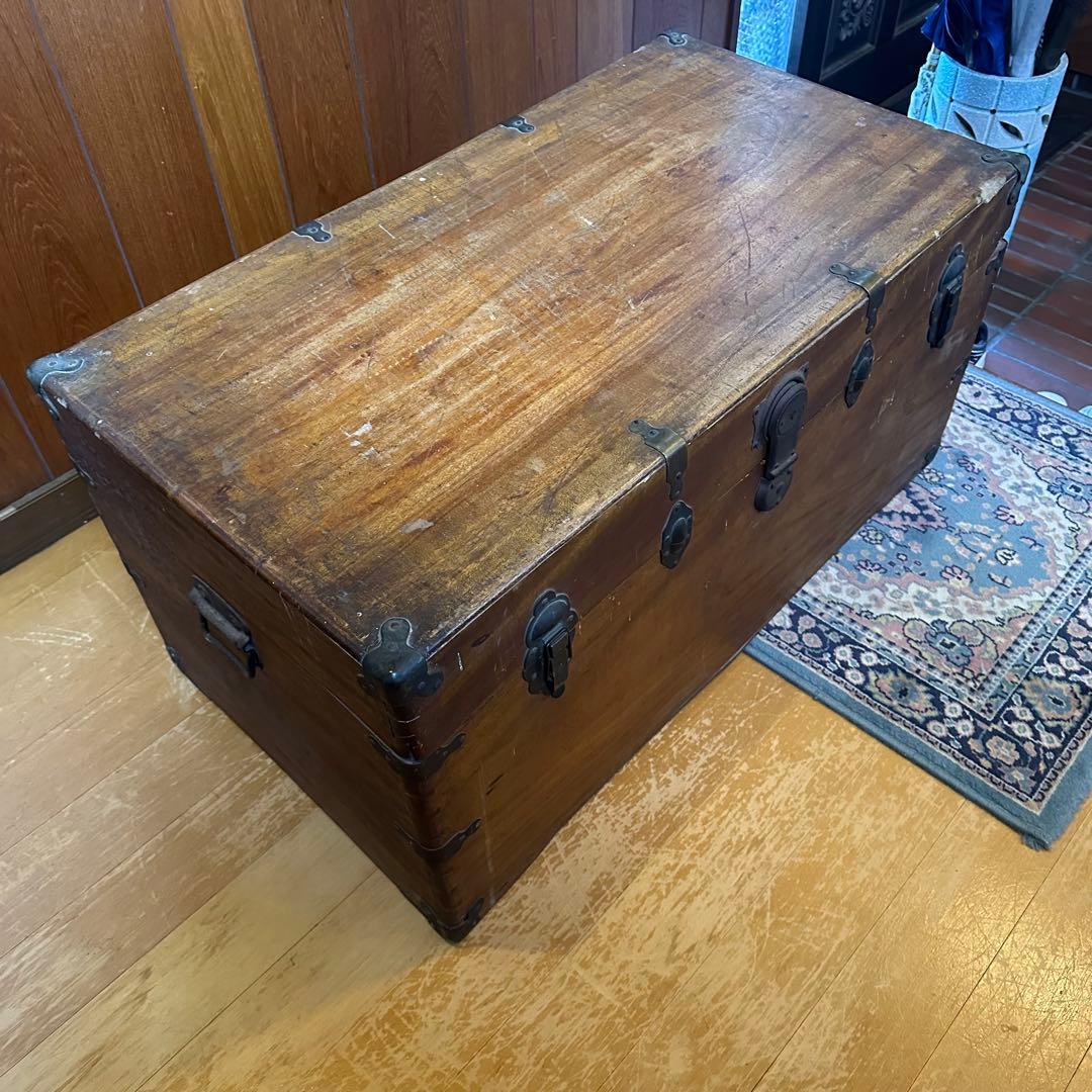最終値下げ！アンティーク　木製トランクケース　長持　木箱