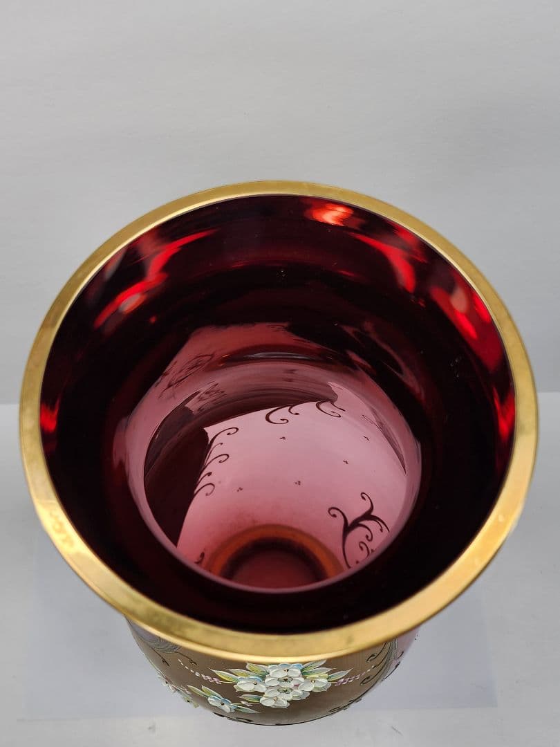 ベネチアングラス gold BOHEMIA 花瓶 花器 金彩 ボヘミアングラス