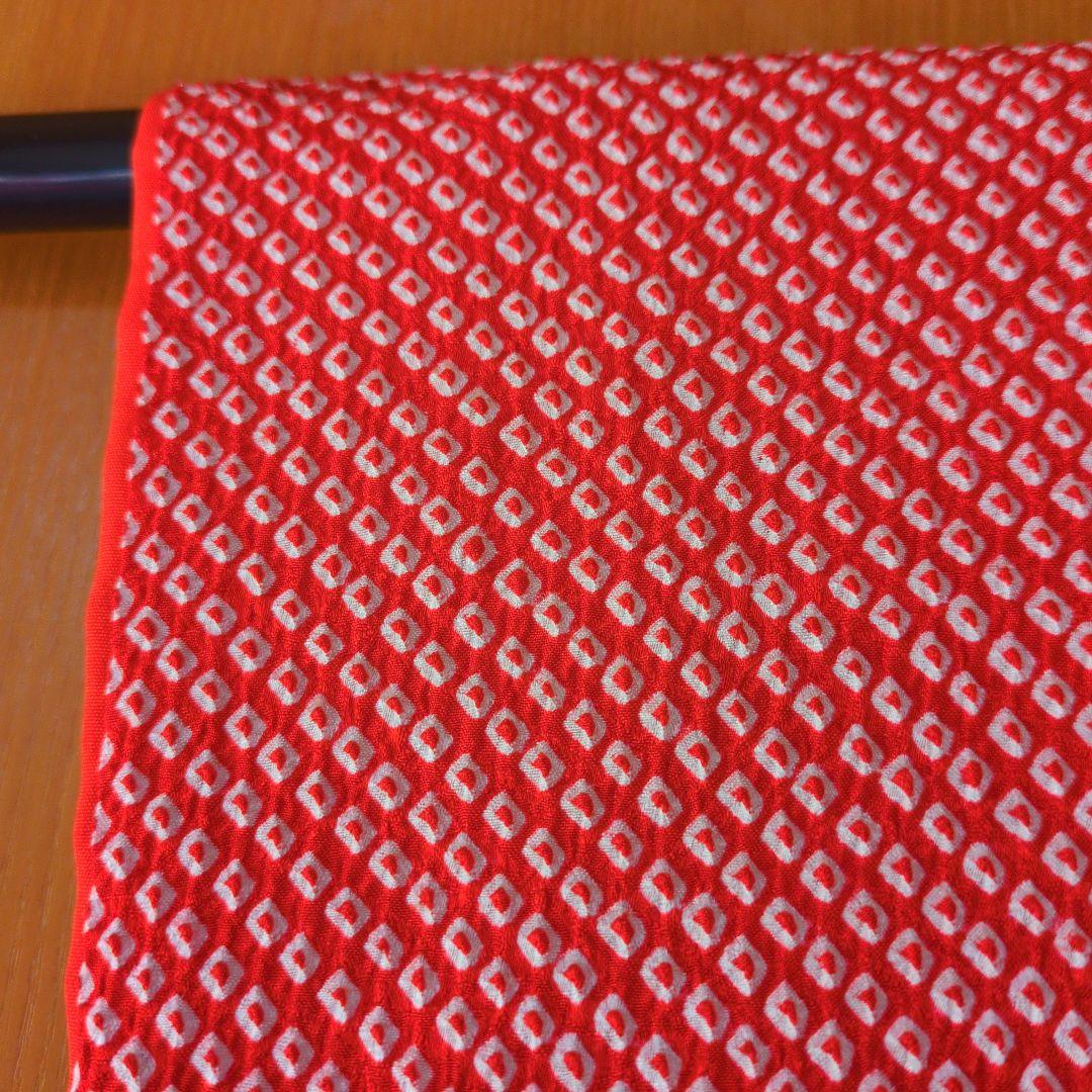 七五三７歳赤色総絞りのお着物と作り帯、帯揚げ帯締めとしごきのセット（長襦袢付き）