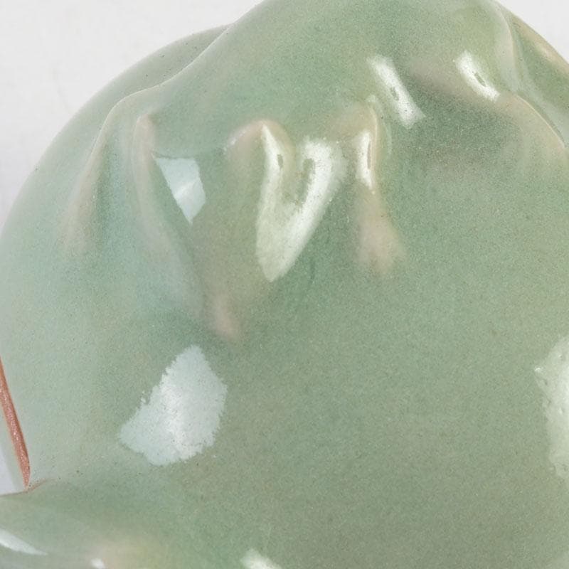 茶道具　真清水蔵六造　青磁　袋鼠香合　共布共箱　V　9725