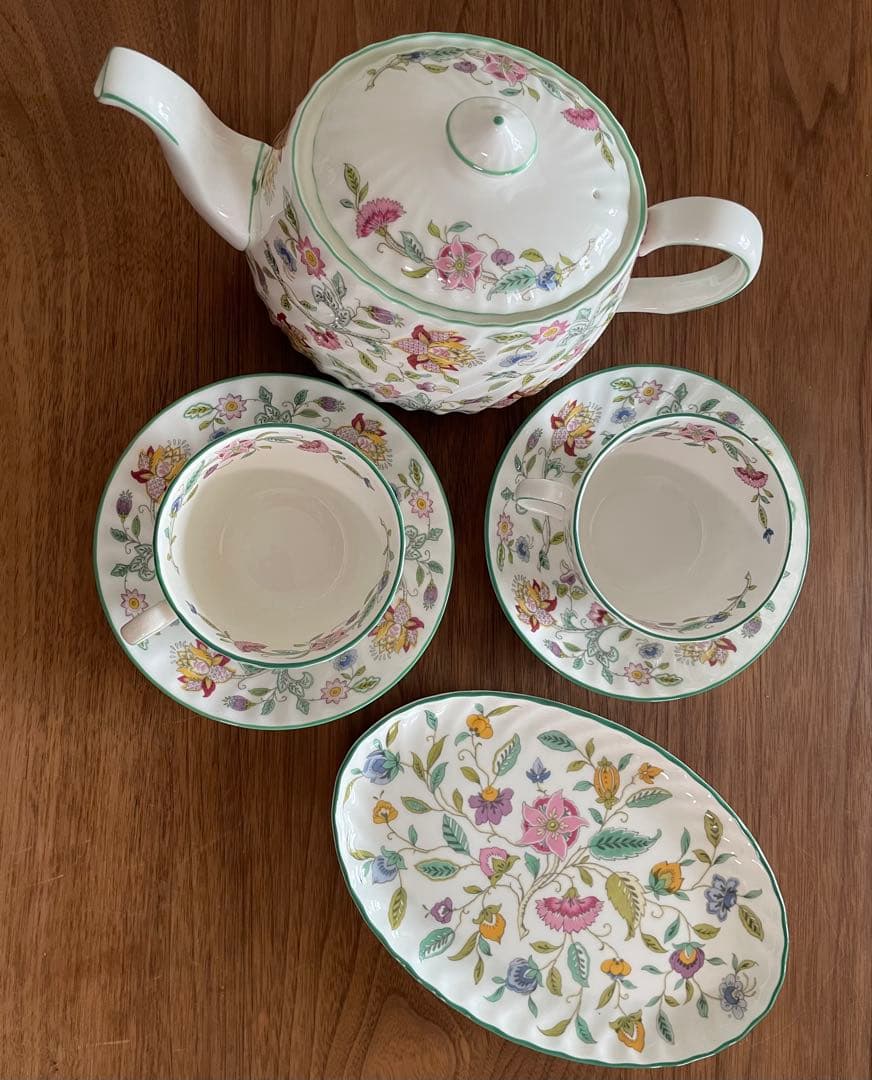 ミントン ハドンホール ペアセット ティーポット カップ&ソーサー プレート