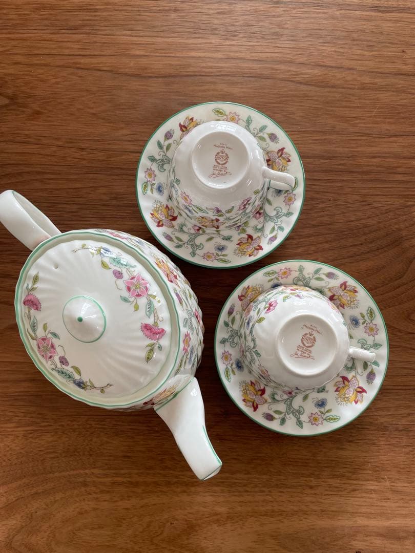 ミントン ハドンホール ペアセット ティーポット カップ&ソーサー プレート