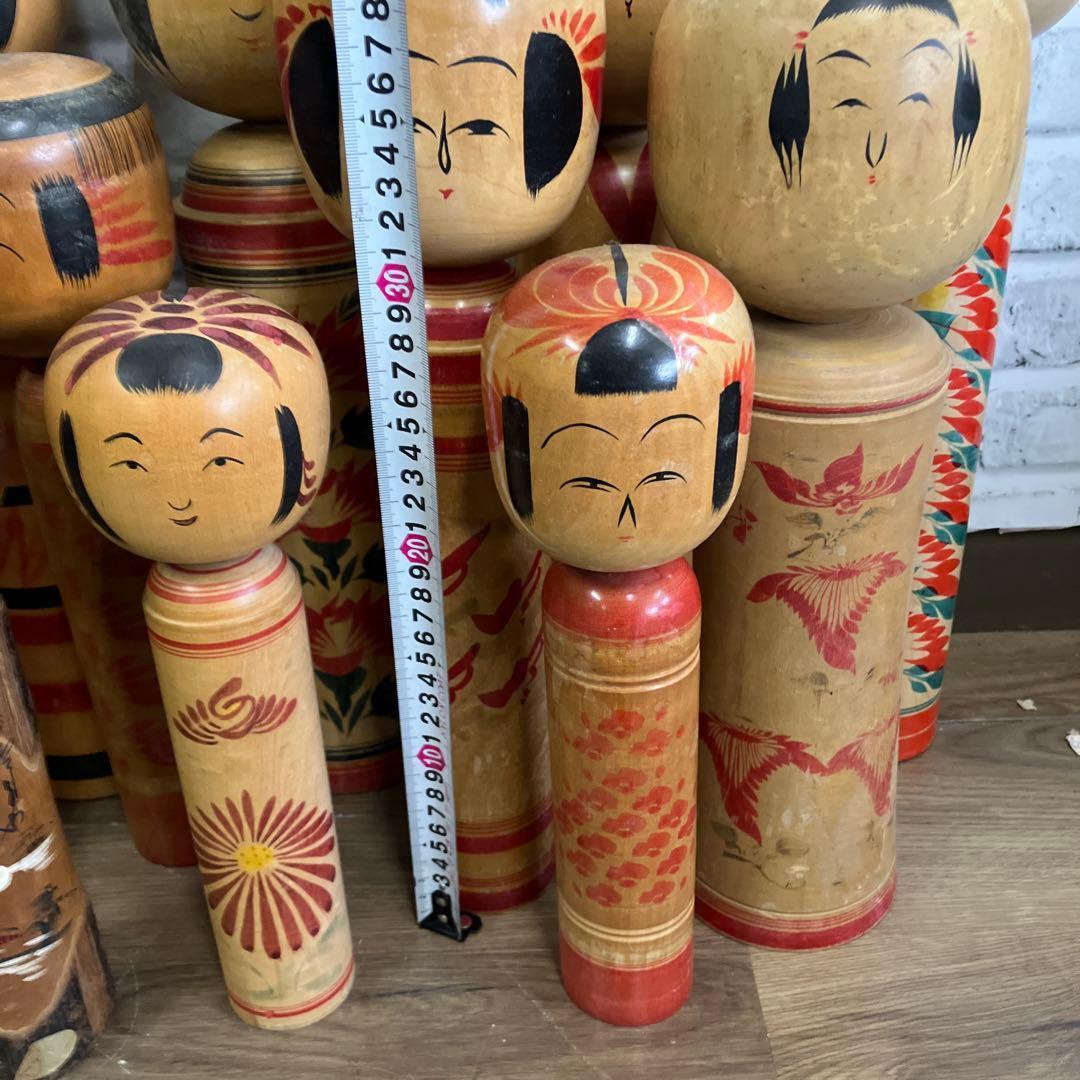 D-3 昭和レトロ 木製 こけし 小芥子 12体セット まとめ売り 日本人形