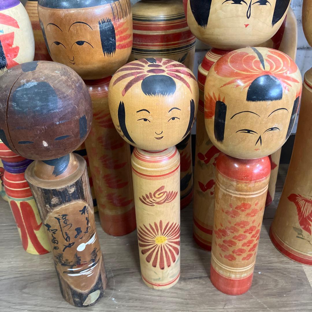 D-3 昭和レトロ 木製 こけし 小芥子 12体セット まとめ売り 日本人形