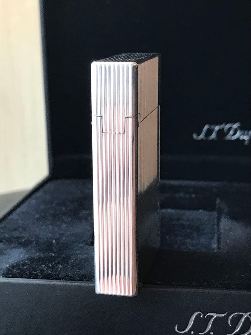 ゆゆ様　開閉音あり　超快音キーーン　デュポン　ガスライター　シルバー　ライン２s