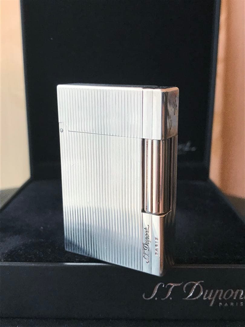 ゆゆ様　開閉音あり　超快音キーーン　デュポン　ガスライター　シルバー　ライン２s