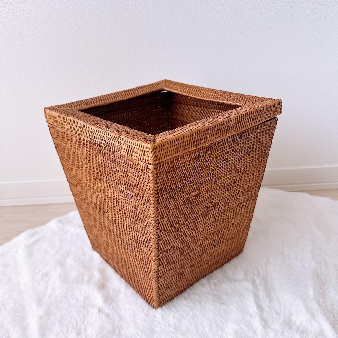 【新品】バリ島 トゥガナン村 アタ マルチボックス ゴミ箱 大型 バリ島雑貨